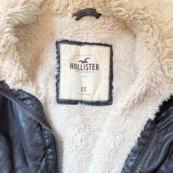 Brown Shearling Lined Faux-Leather Jacket - Picture 4 of 6